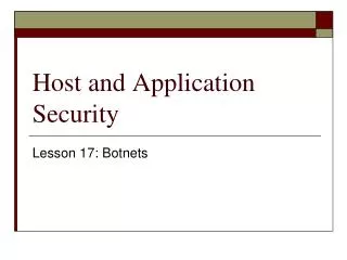 Host and Application Security