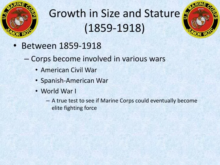 growth in size and stature 1859 1918