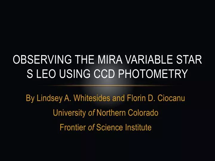 observing the mira variable star s leo using ccd photometry