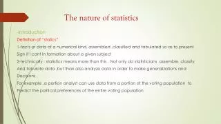 The nature of statistics