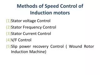 Methods of Speed Control of Induction motors
