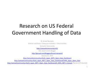Research on US Federal Government Handling of Data