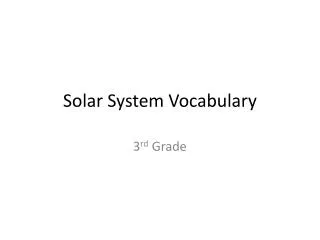Solar System Vocabulary