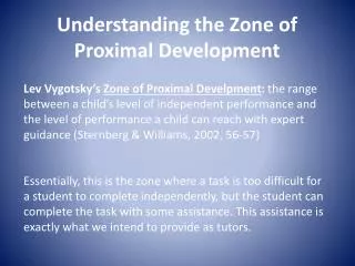 Understanding the Zone of Proximal Development