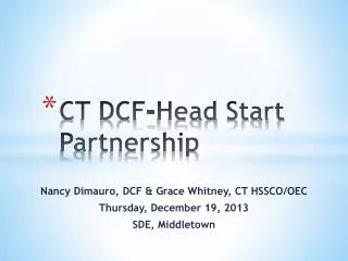CT DCF-Head Start Partnership