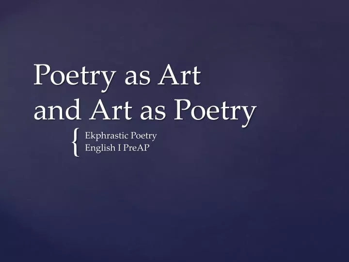 poetry as art and art as poetry