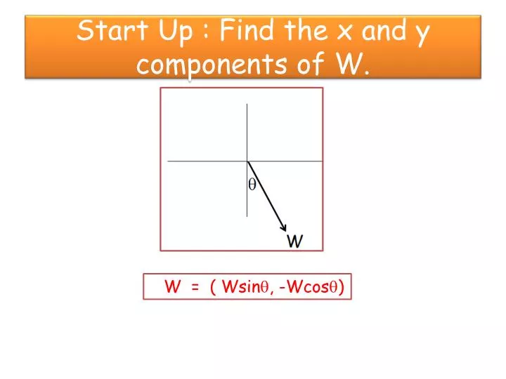 start up find the x and y components of w