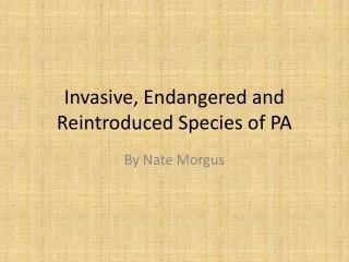 Invasive, Endangered and Reintroduced Species of PA