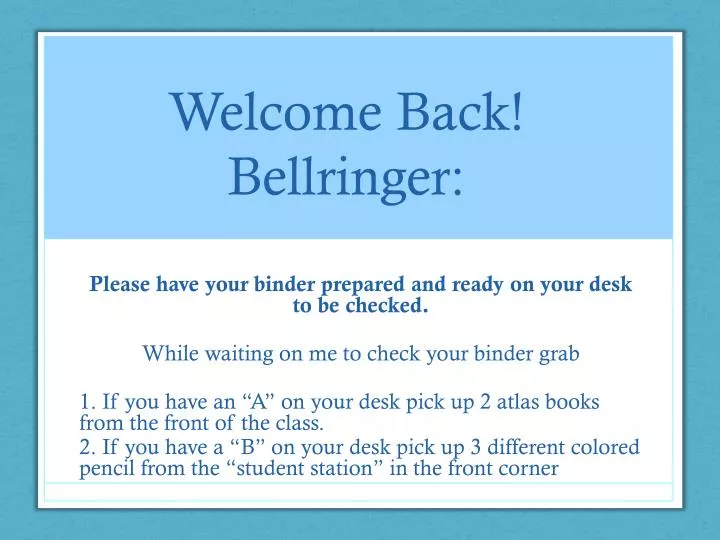 welcome b ack bellringer