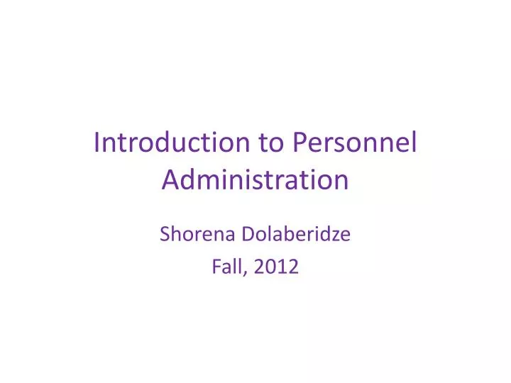 introduction to personnel administration