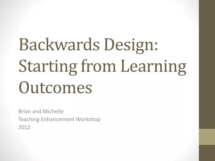 backwards design starting from learning outcomes