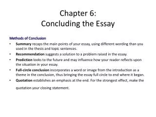 Chapter 6: Concluding the Essay