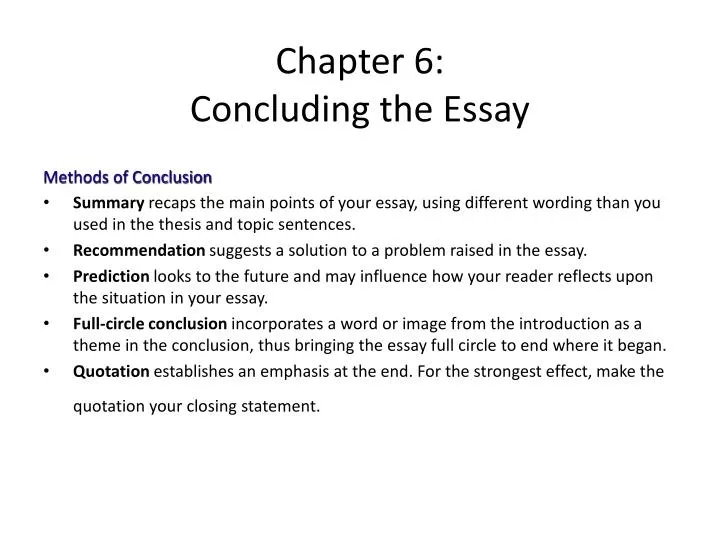 chapter 6 concluding the essay