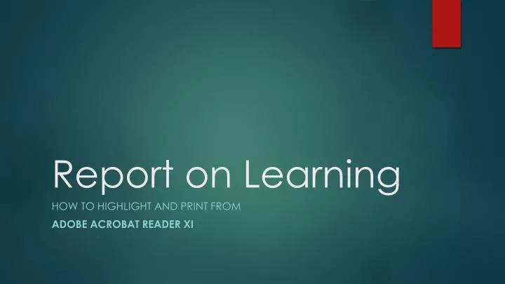 report on learning