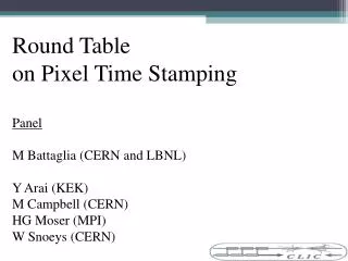 Round Table on Pixel Time Stamping Panel M Battaglia (CERN and LBNL) Y Arai (KEK)