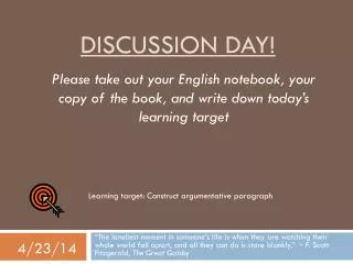 Discussion day!