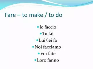 fare to make to do