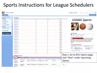 Sports Instructions for League Schedulers