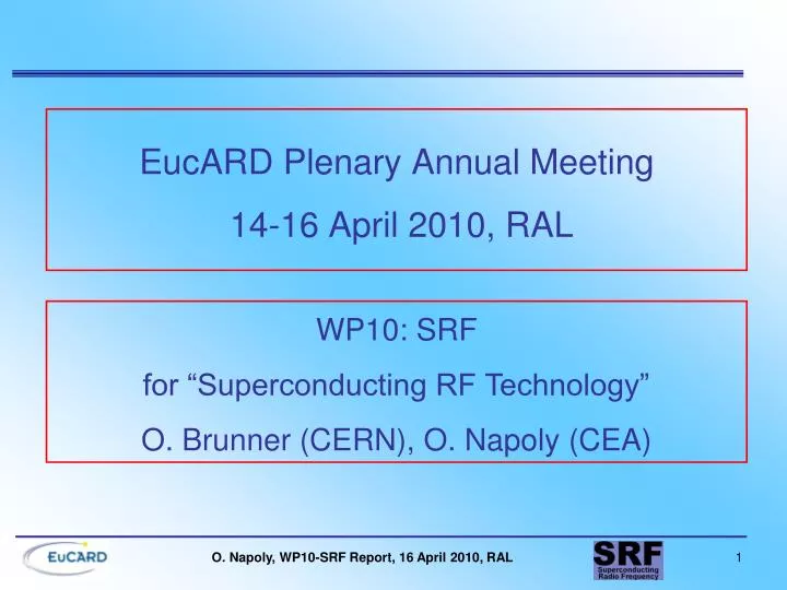 eucard plenary annual meeting 14 16 april 2010 ral