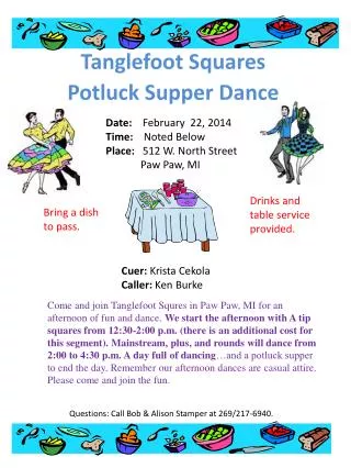 Tanglefoot Squares Potluck Supper Dance