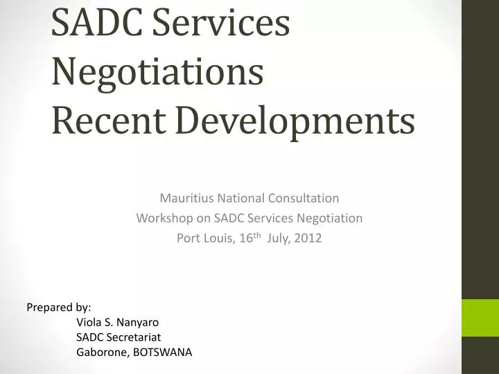 sadc services negotiations recent developments