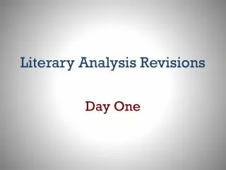 Literary Analysis Revisions