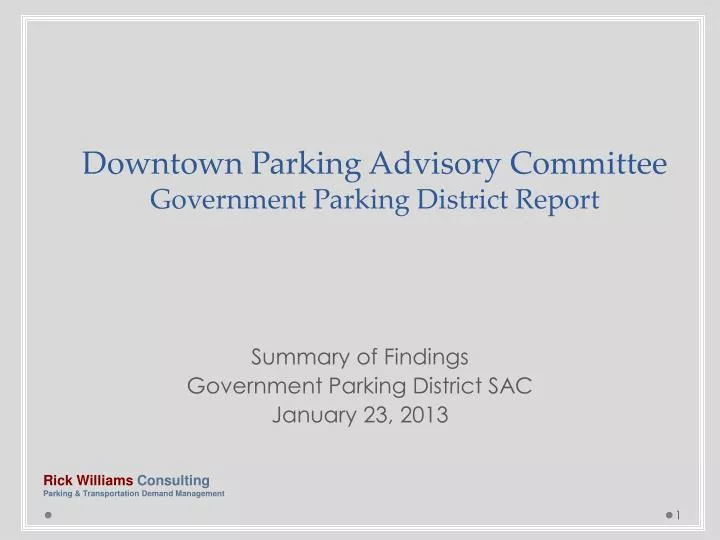 summary of findings government parking district sac january 23 2013