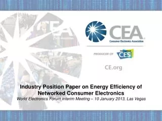 Industry Position Paper on Energy Efficiency of Networked Consumer Electronics