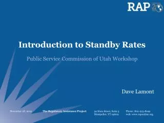 Introduction to Standby Rates