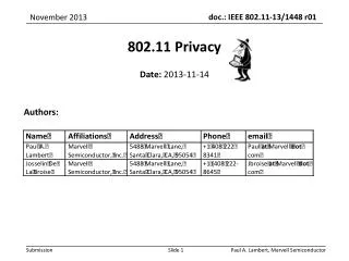 802.11 Privacy