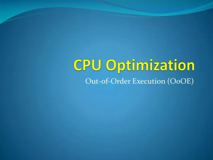 cpu optimization