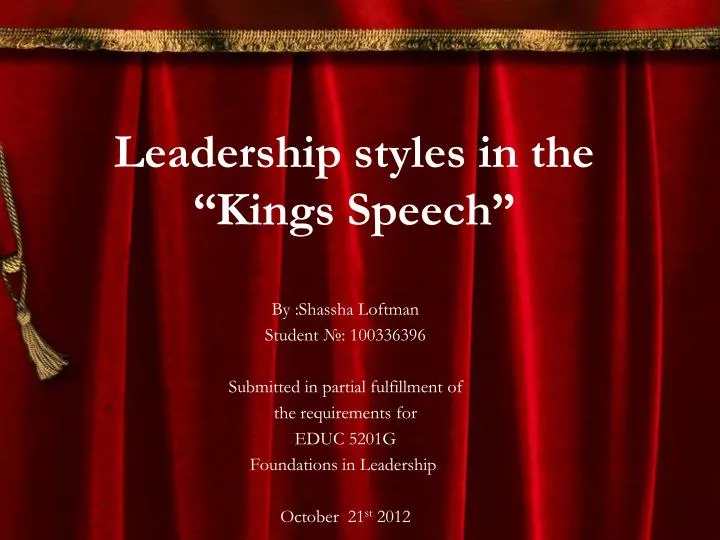leadership styles in the kings speech