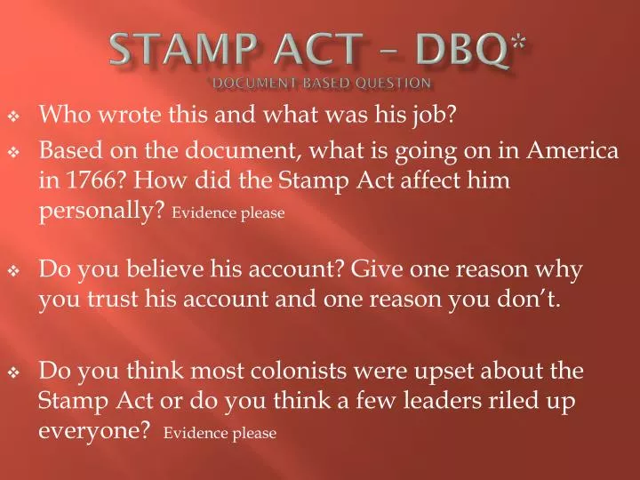 stamp act dbq document based question
