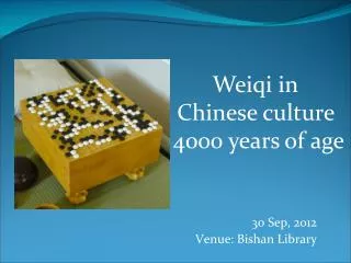 30 Sep, 2012 Venue: Bishan Library