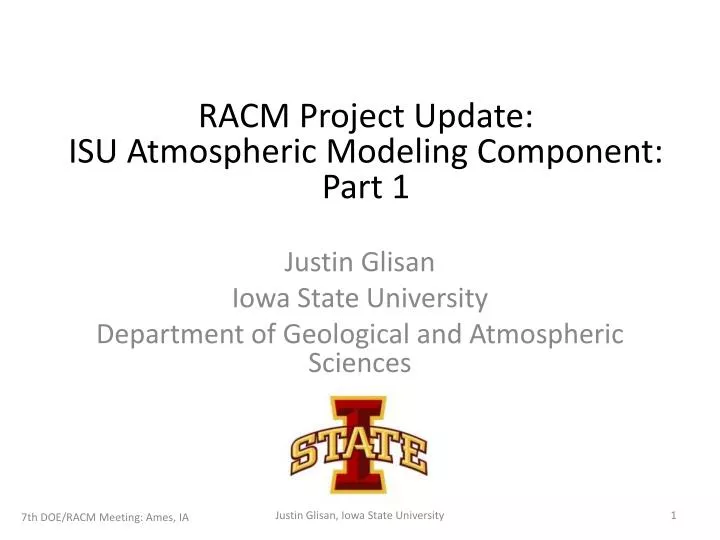 justin glisan iowa state university department of geological and atmospheric sciences