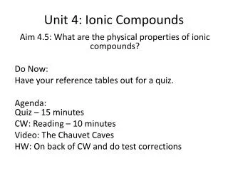 Unit 4: Ionic Compounds
