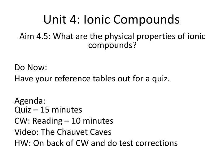 unit 4 ionic compounds