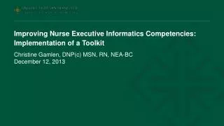 Improving Nurse Executive Informatics Competencies: Implementation of a Toolkit