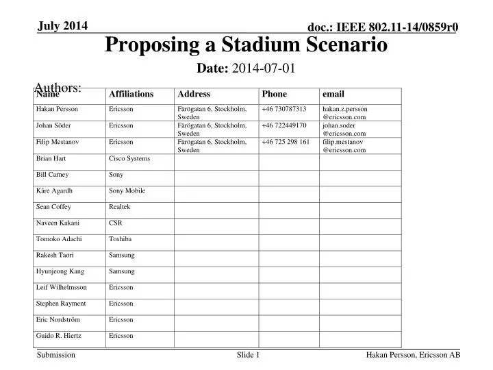 proposing a stadium scenario
