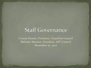 Staff Governance