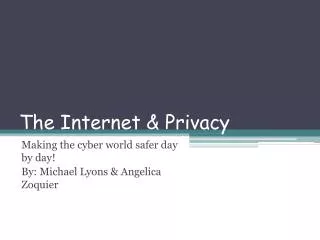 The Internet &amp; Privacy