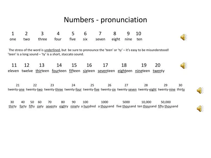 numbers pronunciation