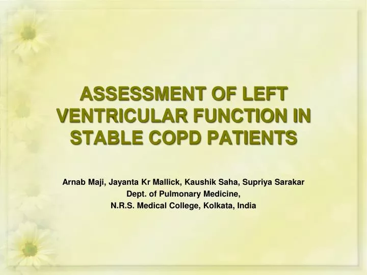 assessment of left ventricular function in stable copd patients