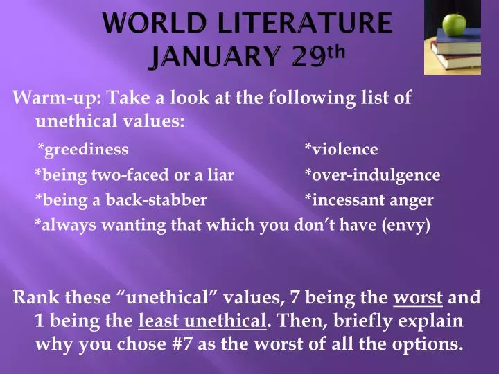 world literature january 29 th