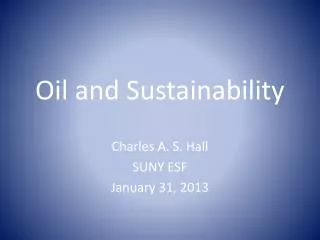 Oil and Sustainability