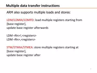 Multiple data transfer instructions