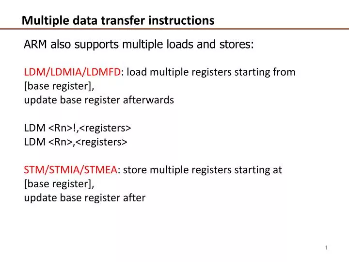 multiple data transfer instructions