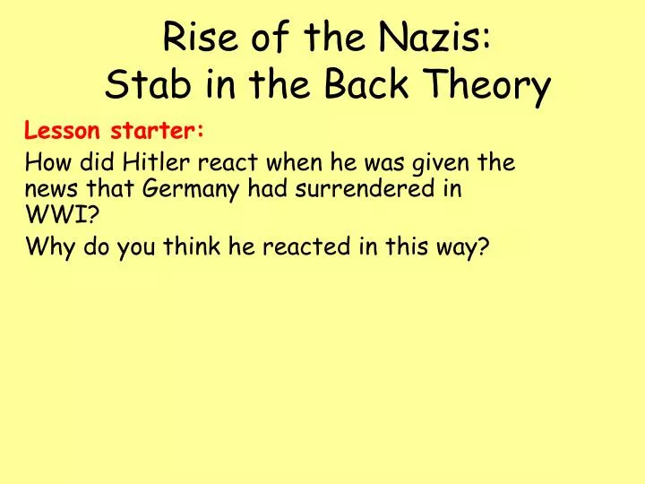rise of the nazis stab in the back theory