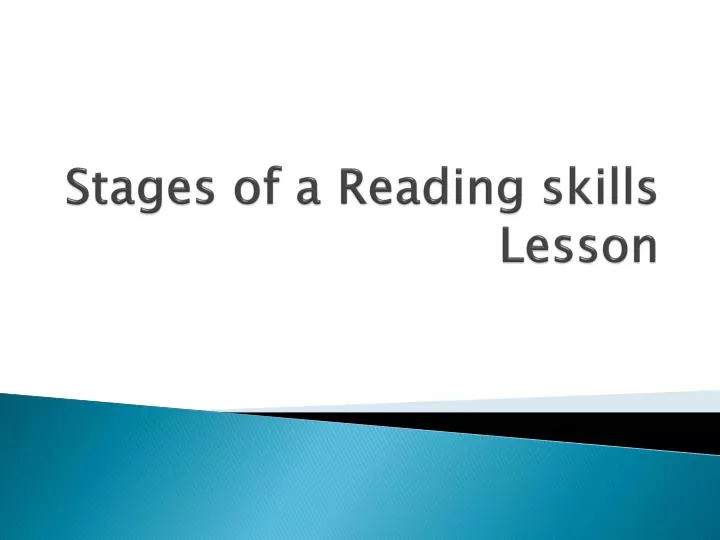 stages of a reading skills lesson