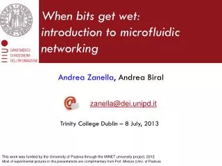 When bits get wet: introduction to microfluidic networking